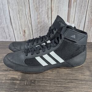 Adidas HVC 2 Wrestling Shoes Men's Sz 12 Black White (VGC) AQ3325